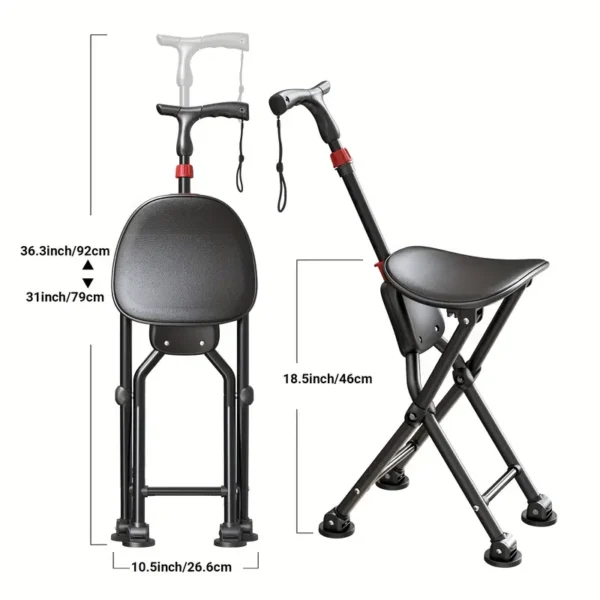 Foldable Cane with Seat  Portable & Durable
