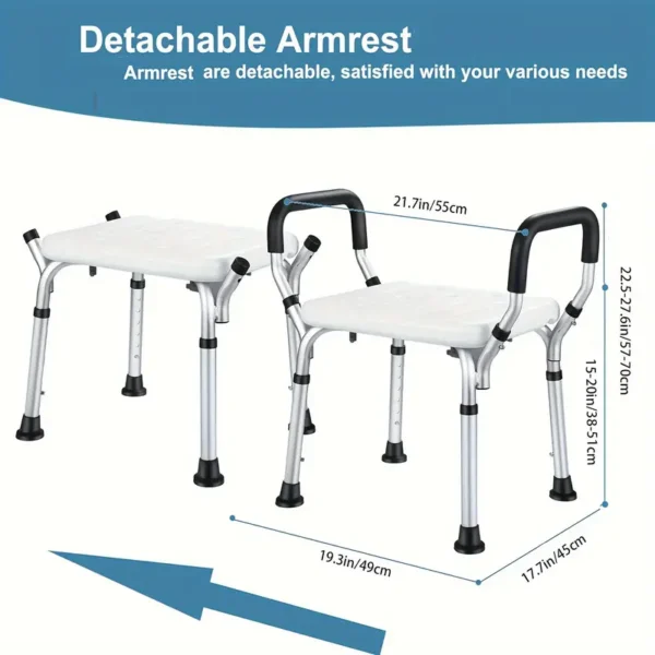 Adjustable Shower Chair with Armrests